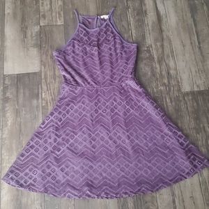 Miami Purple Crochet Lace Overlay Fit & Flare Dress